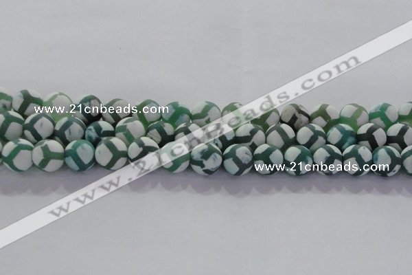 CAG8723 15.5 inches 12mm round matte tibetan agate gemstone beads