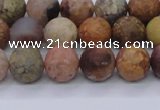 CAG8747 15.5 inches 8mm round matte rainbow agate beads