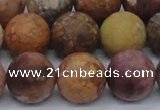 CAG8750 15.5 inches 14mm round matte rainbow agate beads