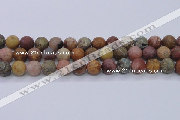 CAG8750 15.5 inches 14mm round matte rainbow agate beads