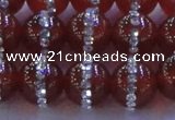 CAG8803 15.5 inches 12mm round agate with rhinestone beads