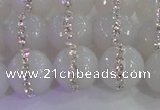 CAG8851 15.5 inches 8mm faceted round agate with rhinestone beads