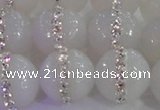 CAG8853 15.5 inches 12mm faceted round agate with rhinestone beads