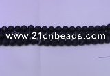 CAG8871 15.5 inches 6mm round matte black line agate beads