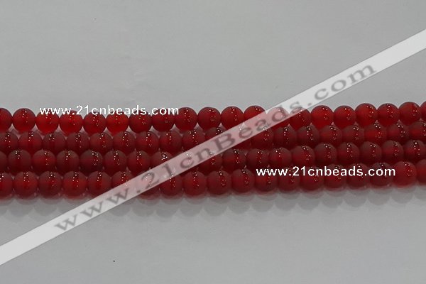 CAG8901 15.5 inches 6mm round matte red agate beads wholesale