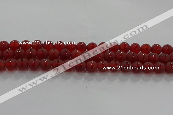 CAG8902 15.5 inches 8mm round matte red agate beads wholesale