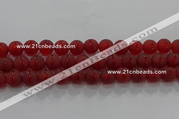 CAG8903 15.5 inches 10mm round matte red agate beads wholesale