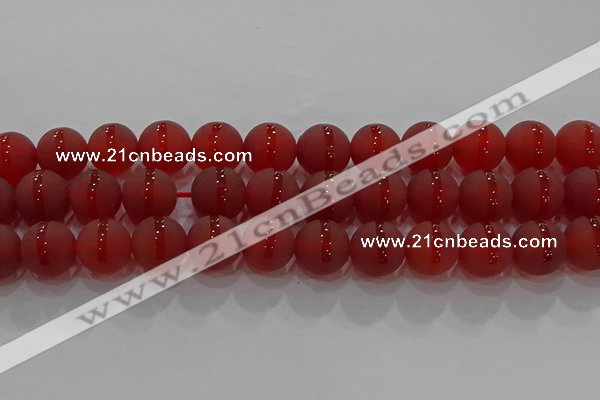 CAG8904 15.5 inches 12mm round matte red agate beads wholesale