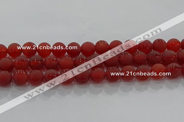 CAG8908 15.5 inches 8mm round matte red agate beads wholesale