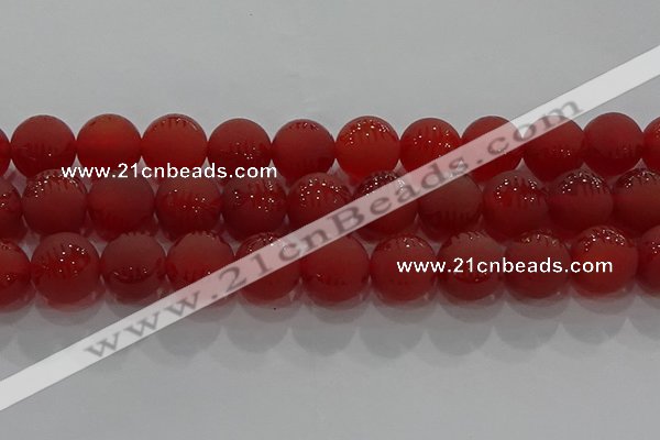 CAG8910 15.5 inches 12mm round matte red agate beads wholesale