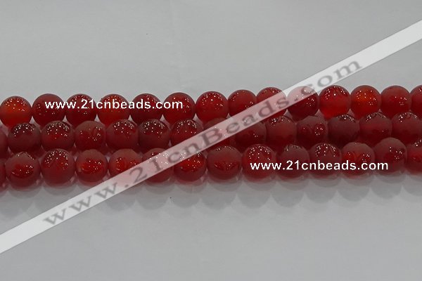 CAG8914 15.5 inches 8mm round matte red agate beads wholesale