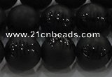 CAG8920 15.5 inches 8mm round matte black agate beads wholesale