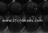 CAG8921 15.5 inches 10mm round matte black agate beads wholesale