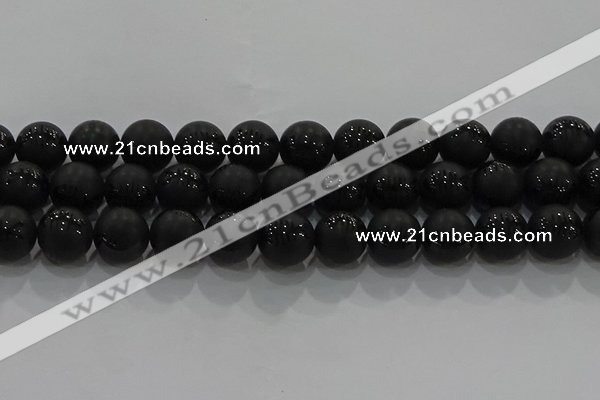 CAG8921 15.5 inches 10mm round matte black agate beads wholesale