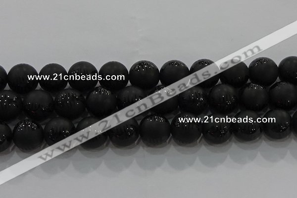 CAG8922 15.5 inches 12mm round matte black agate beads wholesale