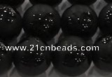 CAG8926 15.5 inches 8mm round matte black agate beads wholesale
