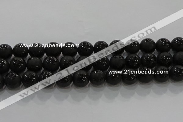 CAG8926 15.5 inches 8mm round matte black agate beads wholesale