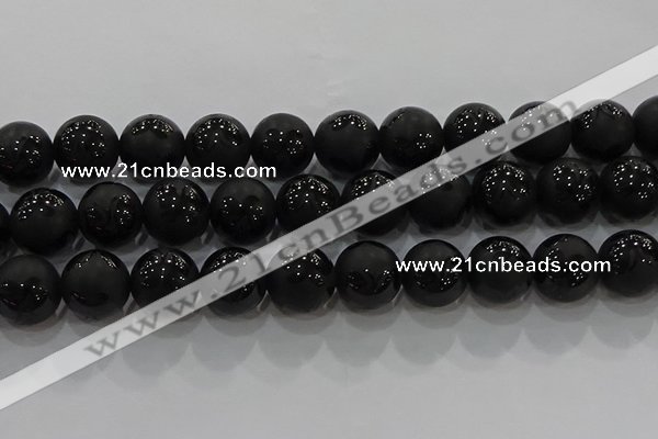 CAG8927 15.5 inches 10mm round matte black agate beads wholesale