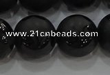 CAG8928 15.5 inches 12mm round matte black agate beads wholesale