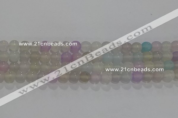 CAG8931 15.5 inches 6mm round matte colorful agate beads wholesale