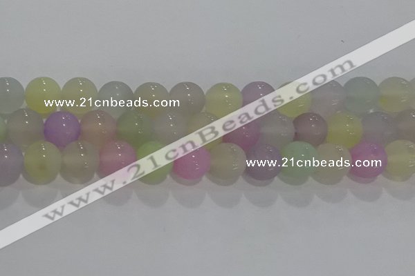 CAG8933 15.5 inches 10mm round matte colorful agate beads wholesale