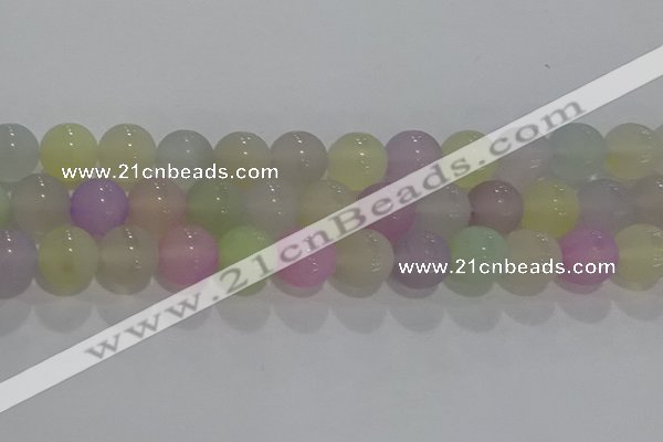 CAG8934 15.5 inches 12mm round matte colorful agate beads wholesale