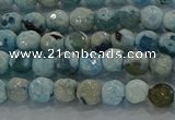 CAG8936 15.5 inches 4mm faceted round fire crackle agate beads