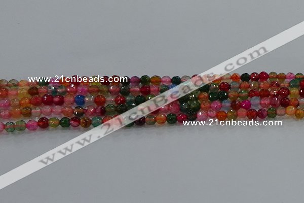 CAG8940 15.5 inches 4mm faceted round fire crackle agate beads