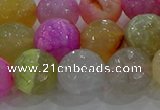 CAG8951 15.5 inches 12mm faceted round fire crackle agate beads