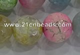 CAG8953 15.5 inches 16mm faceted round fire crackle agate beads