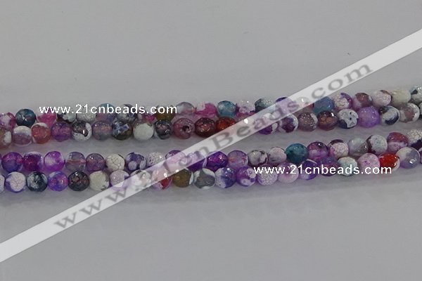 CAG8955 15.5 inches 6mm faceted round fire crackle agate beads