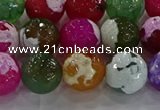 CAG8958 15.5 inches 12mm faceted round fire crackle agate beads