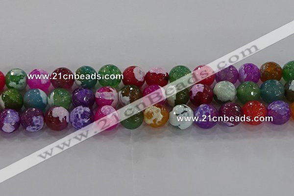 CAG8958 15.5 inches 12mm faceted round fire crackle agate beads