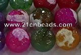 CAG8959 15.5 inches 14mm faceted round fire crackle agate beads