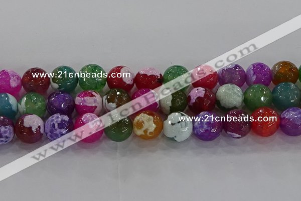 CAG8959 15.5 inches 14mm faceted round fire crackle agate beads