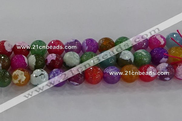 CAG8960 15.5 inches 16mm faceted round fire crackle agate beads