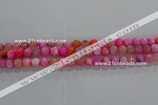 CAG8962 15.5 inches 4mm faceted round fire crackle agate beads