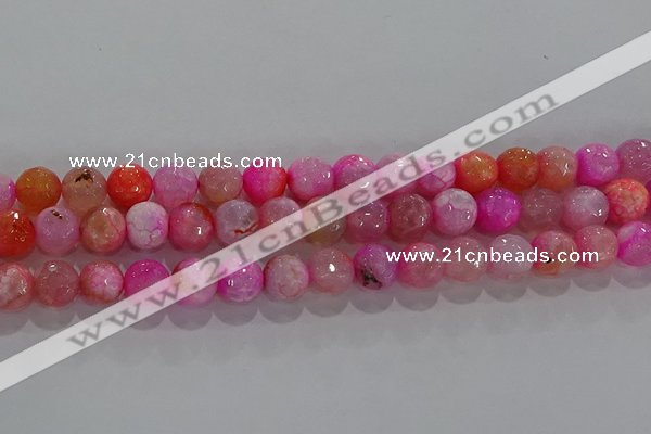 CAG8963 15.5 inches 6mm faceted round fire crackle agate beads