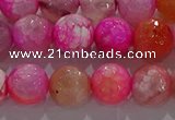 CAG8964 15.5 inches 8mm faceted round fire crackle agate beads