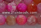 CAG8965 15.5 inches 10mm faceted round fire crackle agate beads