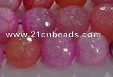 CAG8967 15.5 inches 14mm faceted round fire crackle agate beads