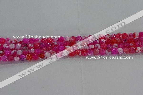 CAG8970 15.5 inches 4mm faceted round fire crackle agate beads