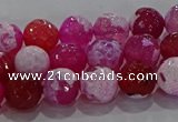 CAG8972 15.5 inches 8mm faceted round fire crackle agate beads