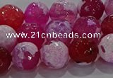 CAG8974 15.5 inches 12mm faceted round fire crackle agate beads