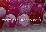 CAG8975 15.5 inches 14mm faceted round fire crackle agate beads