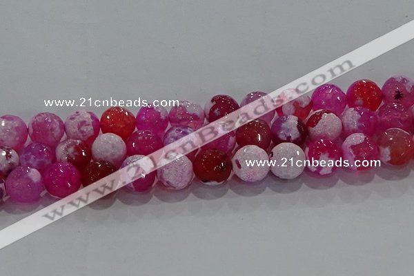 CAG8975 15.5 inches 14mm faceted round fire crackle agate beads