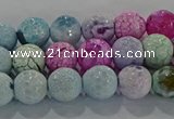 CAG8978 15.5 inches 4mm faceted round fire crackle agate beads