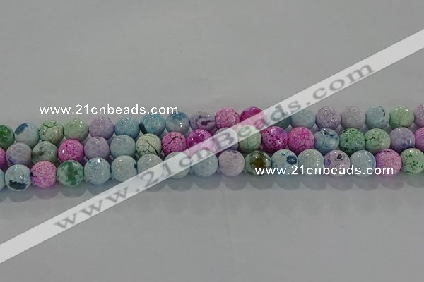 CAG8978 15.5 inches 4mm faceted round fire crackle agate beads