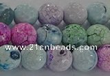 CAG8979 15.5 inches 6mm faceted round fire crackle agate beads