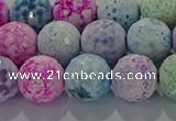 CAG8981 15.5 inches 10mm faceted round fire crackle agate beads